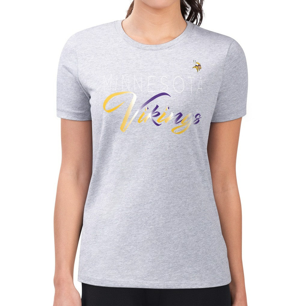 Minnesota Vikings G-III 4Her by Carl Banks Women's Super-Slim Fit Lightweight Shadow Logo T-Shirt - Gray sale