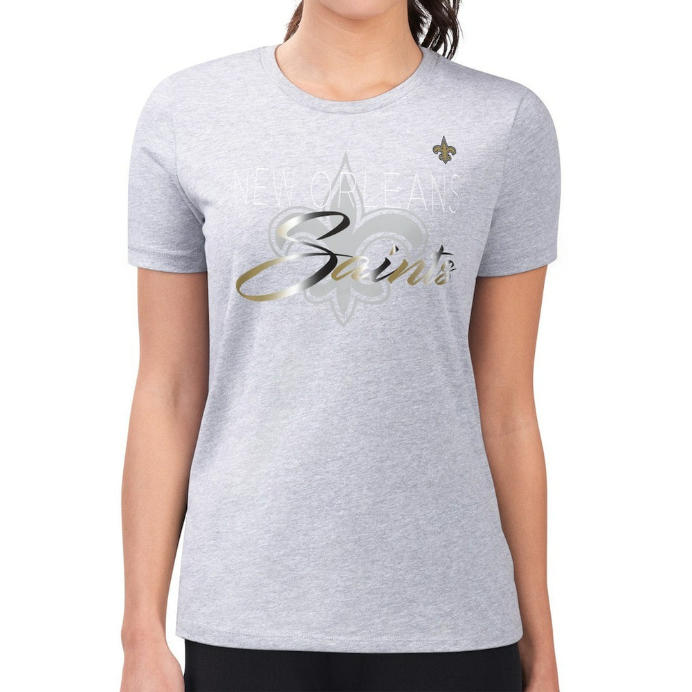 New Orleans Saints G-III 4Her by Carl Banks Women's Super-Slim Fit Lightweight Shadow Logo T-Shirt - Gray on sale