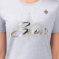 New Orleans Saints G-III 4Her by Carl Banks Women's Super-Slim Fit Lightweight Shadow Logo T-Shirt - Gray on sale
