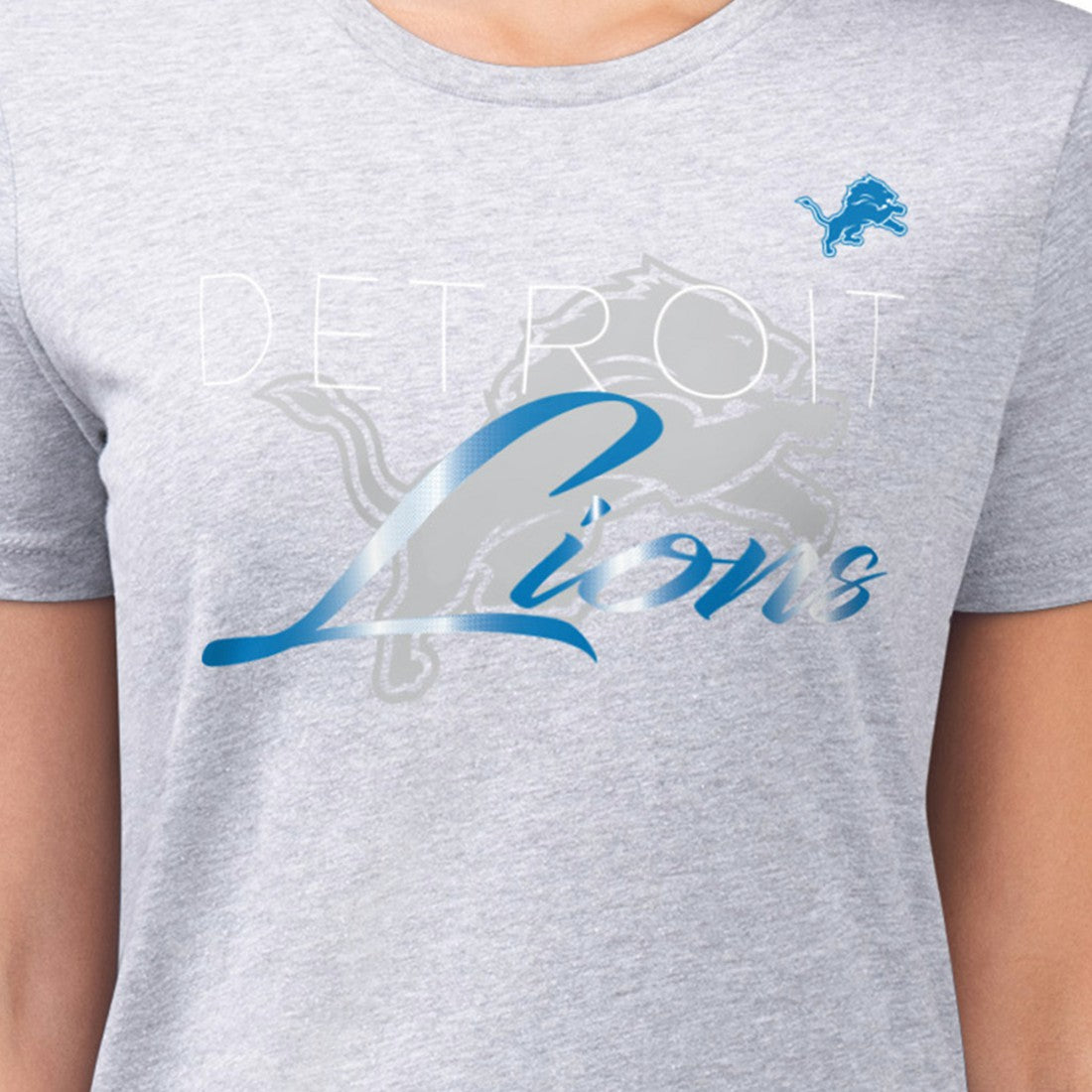 Detroit Lions G-III 4Her by Carl Banks Women's Super-Slim Fit Lightweight Shadow Logo T-Shirt - Gray for sale