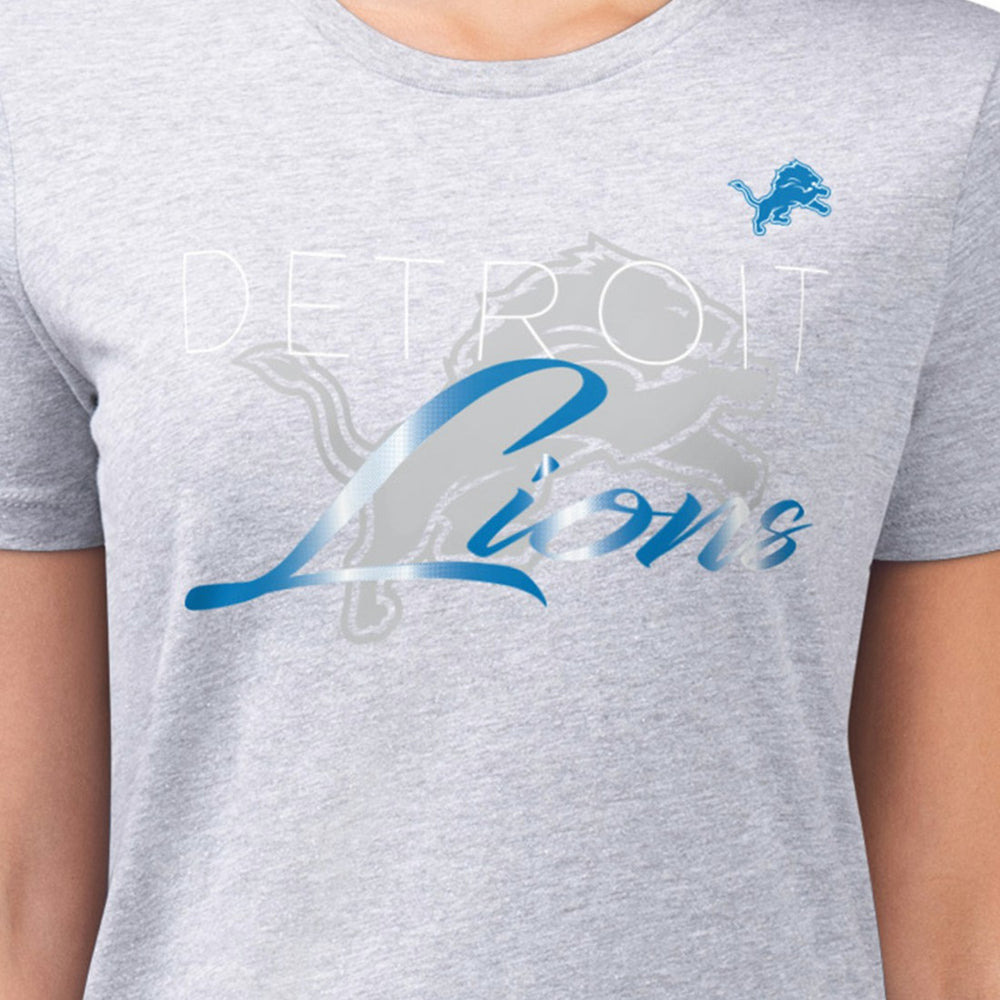 Detroit Lions G-III 4Her by Carl Banks Women's Super-Slim Fit Lightweight Shadow Logo T-Shirt - Gray for sale
