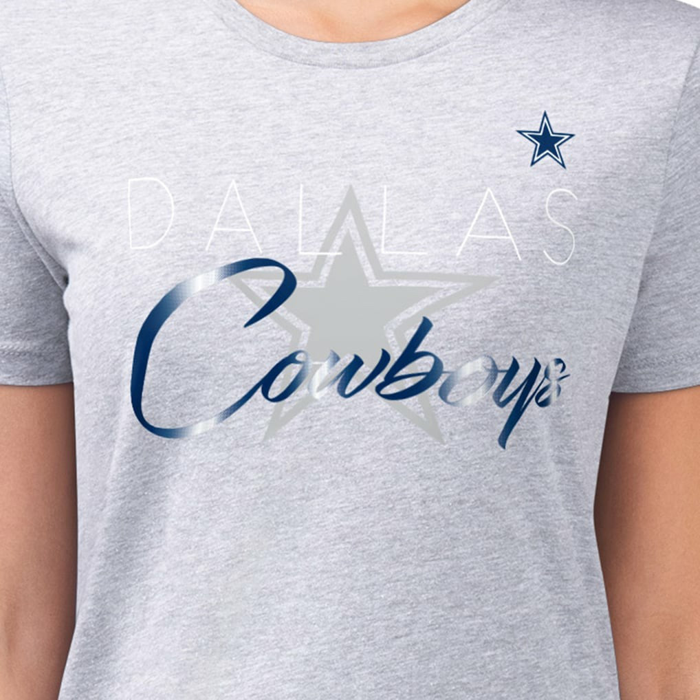 Dallas Cowboys G-III 4Her by Carl Banks Women's Super-Slim Fit Lightweight Shadow Logo T-Shirt - Gray on sale