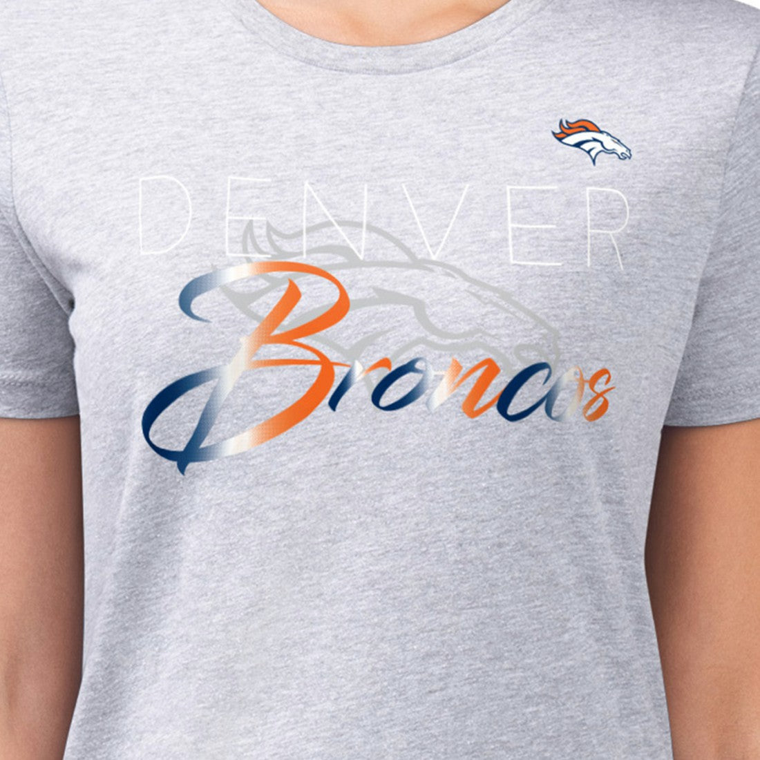 Denver Broncos G-III 4Her by Carl Banks Women's Super-Slim Fit Lightweight Shadow Logo T-Shirt - Gray on sale