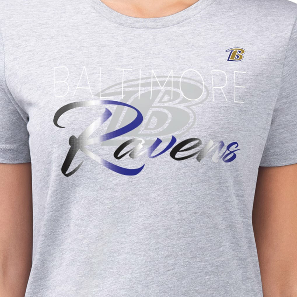 Baltimore Ravens G-III 4Her by Carl Banks Women's Super-Slim Fit Lightweight Shadow Logo T-Shirt - Gray outlet