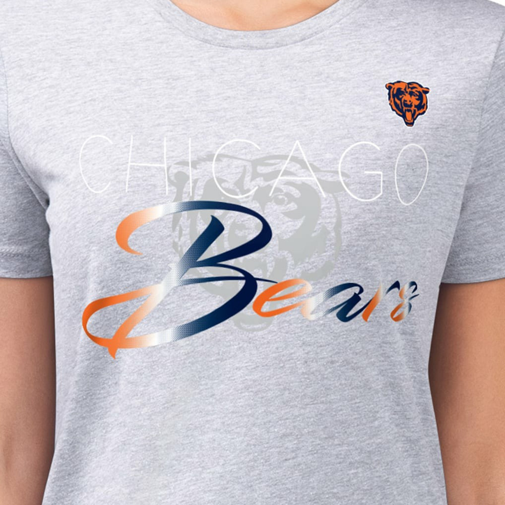 Chicago Bears G-III 4Her by Carl Banks Women's Super-Slim Fit Lightweight Shadow Logo T-Shirt - Gray sale
