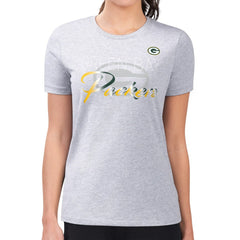 Green Bay Packers G-III 4Her by Carl Banks Women's Super-Slim Fit Lightweight Shadow Logo T-Shirt - Gray for sale