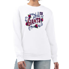 New York Giants G-III 4Her by Carl Banks Women's Roses Fleece Tri-Blend Pullover Sweatshirt - White for sale