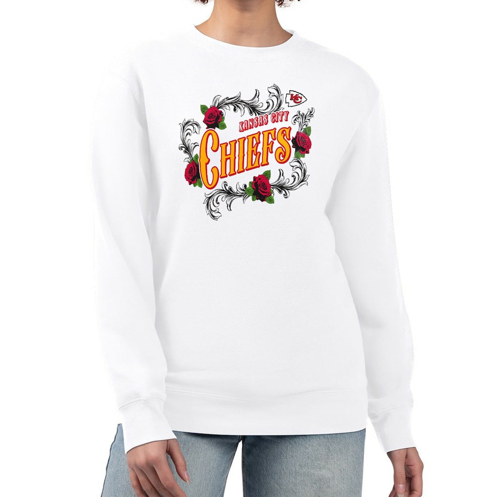Kansas City Chiefs G-III 4Her by Carl Banks Women's Roses Fleece Tri-Blend Pullover Sweatshirt - White sale