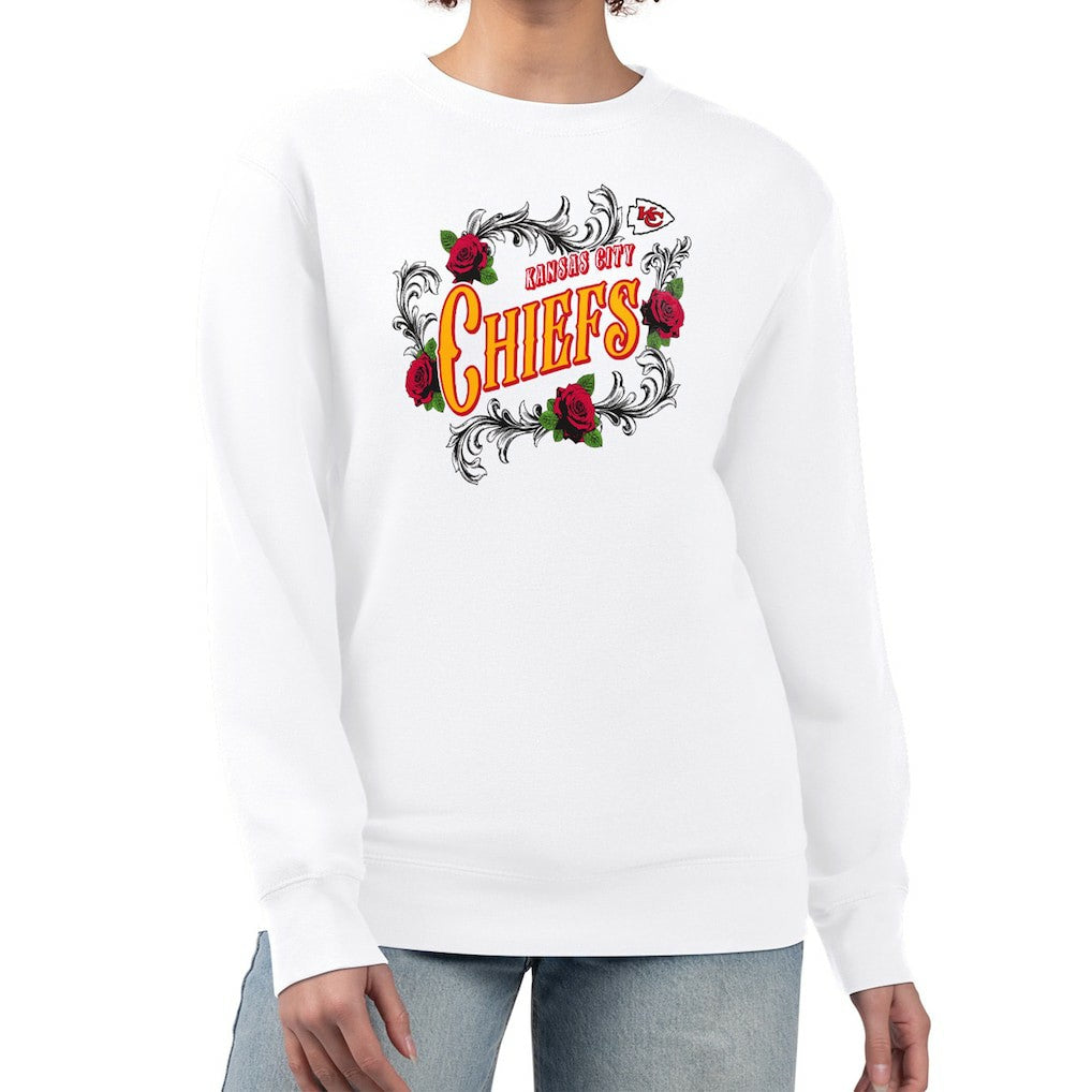 Kansas City Chiefs G-III 4Her by Carl Banks Women's Roses Fleece Tri-Blend Pullover Sweatshirt - White sale