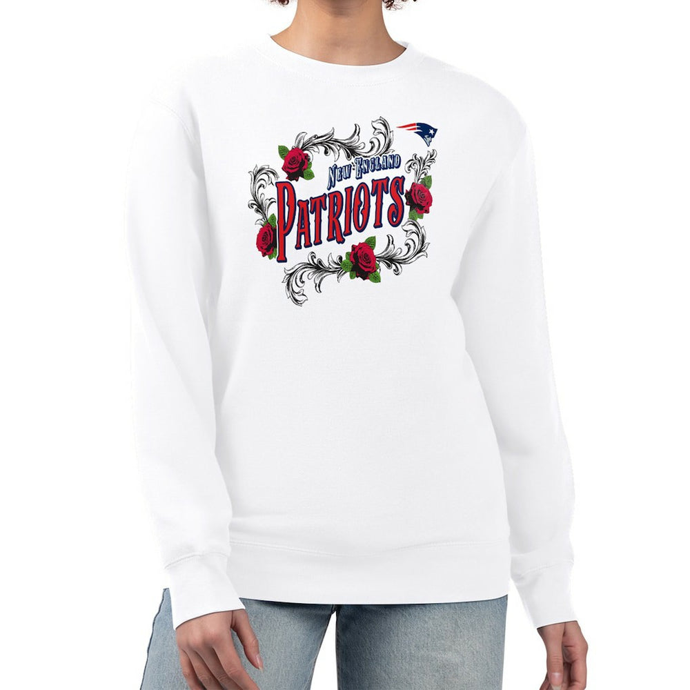 New England Patriots G-III 4Her by Carl Banks Women's Roses Fleece Tri-Blend Pullover Sweatshirt - White cheap