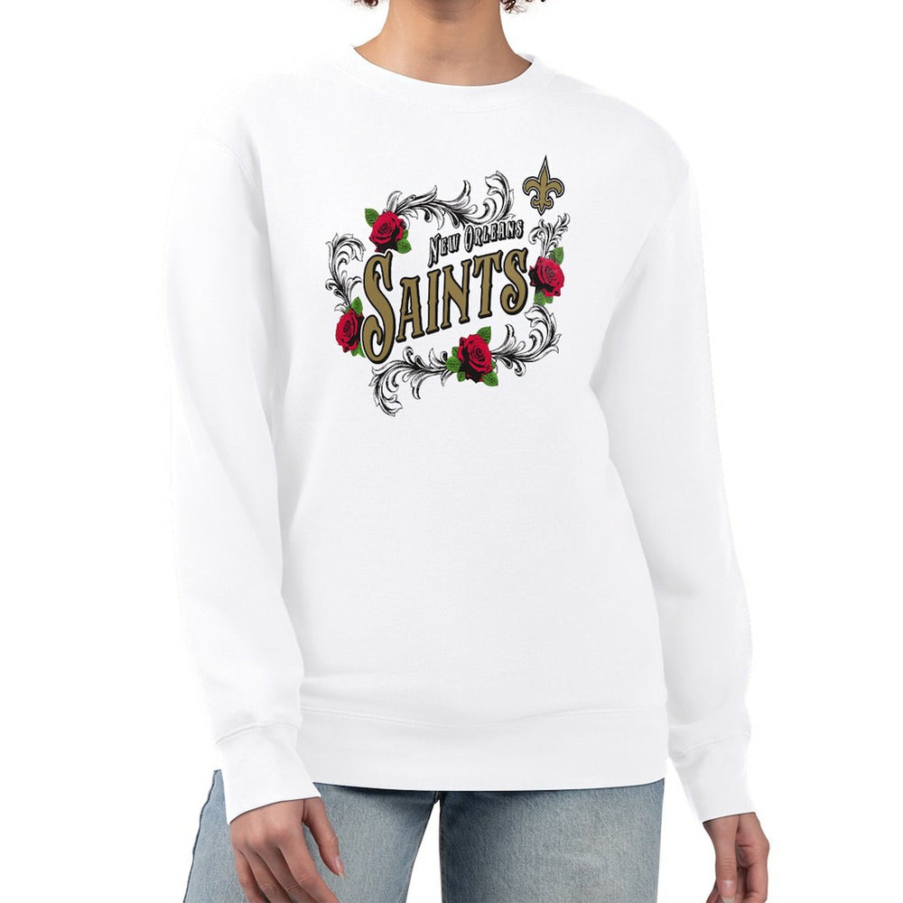 New Orleans Saints G-III 4Her by Carl Banks Women's Roses Fleece Tri-Blend Pullover Sweatshirt - White online