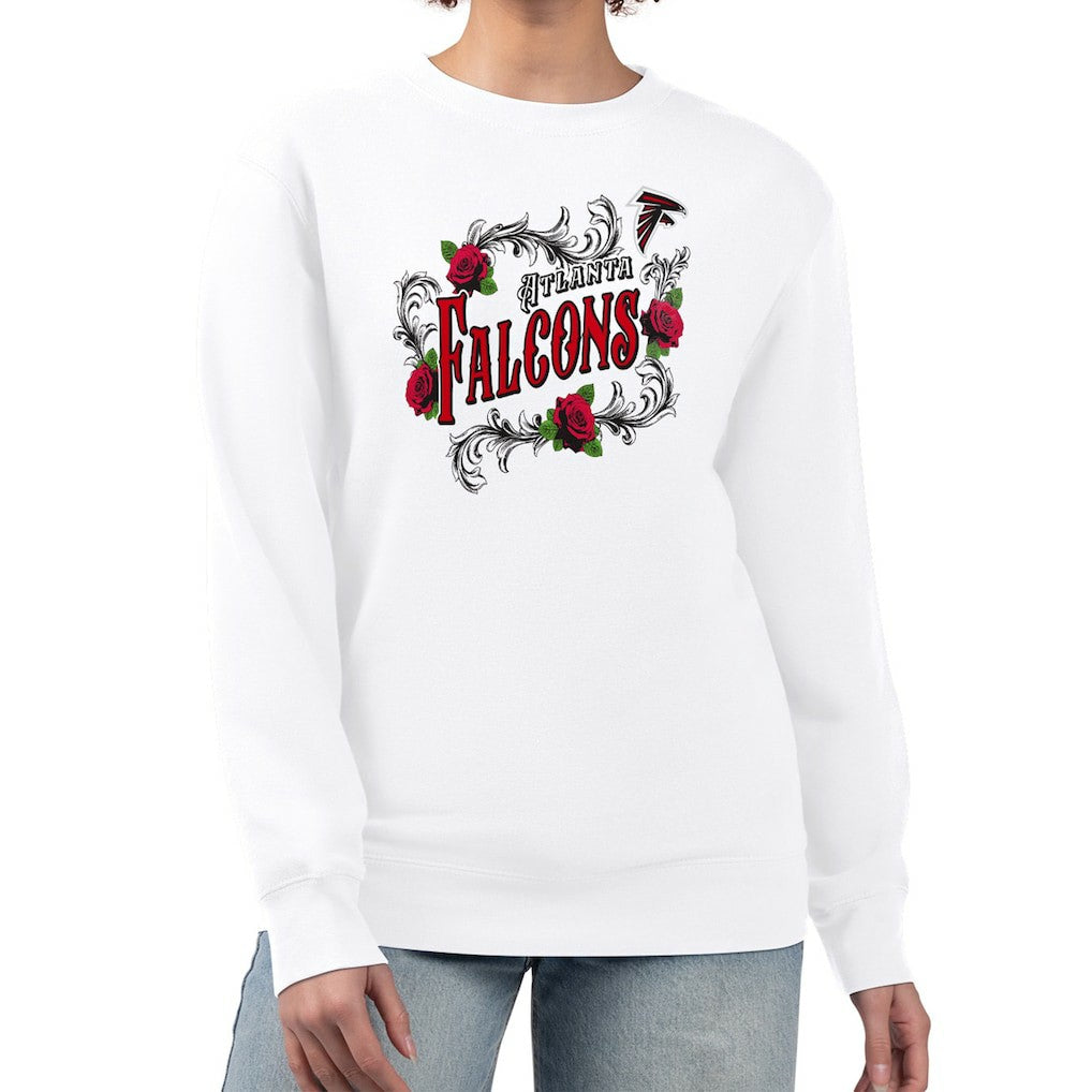 Atlanta Falcons G-III 4Her by Carl Banks Women's Roses Fleece Tri-Blend Pullover Sweatshirt - White for sale
