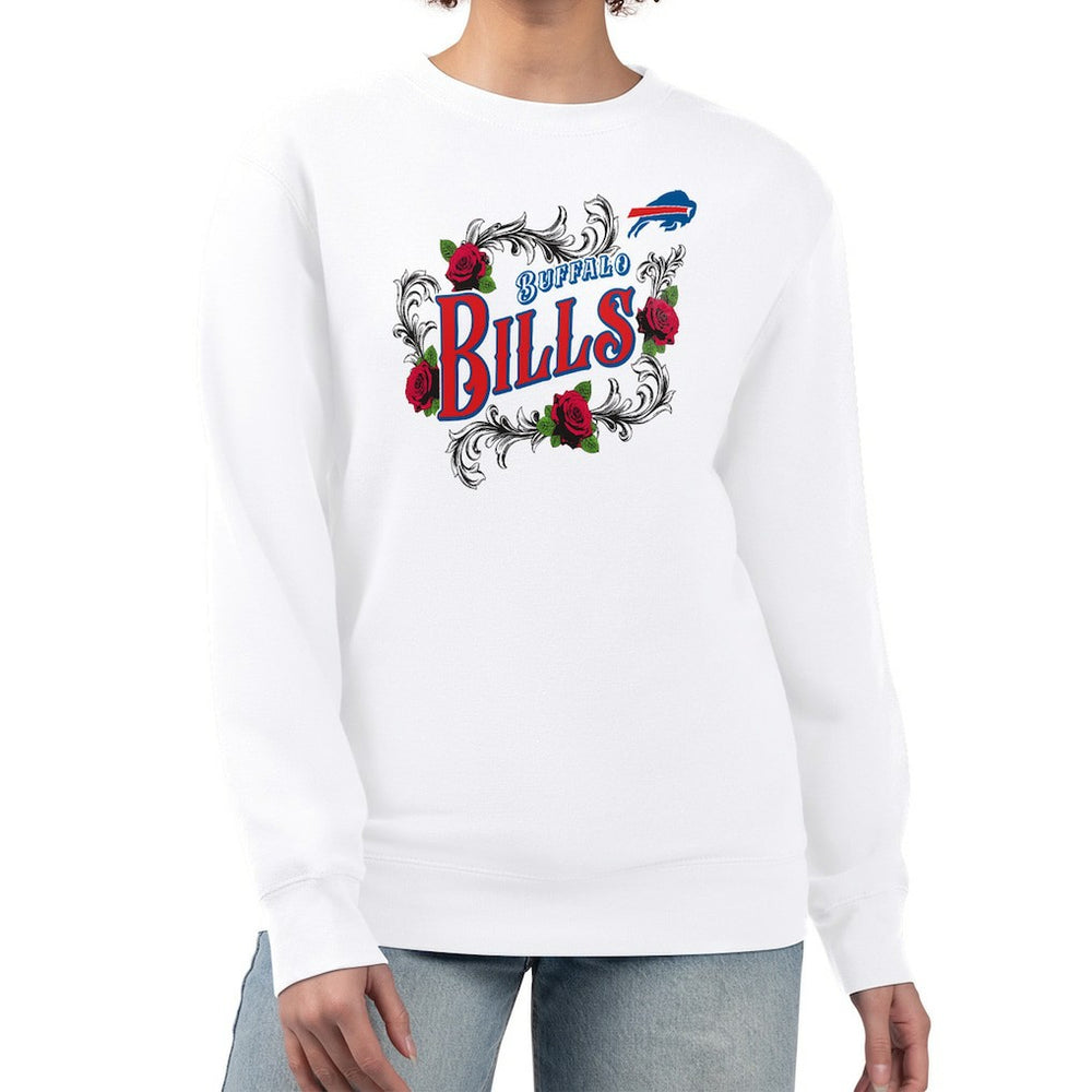 Buffalo Bills G-III 4Her by Carl Banks Women's Roses Fleece Tri-Blend Pullover Sweatshirt - White sale