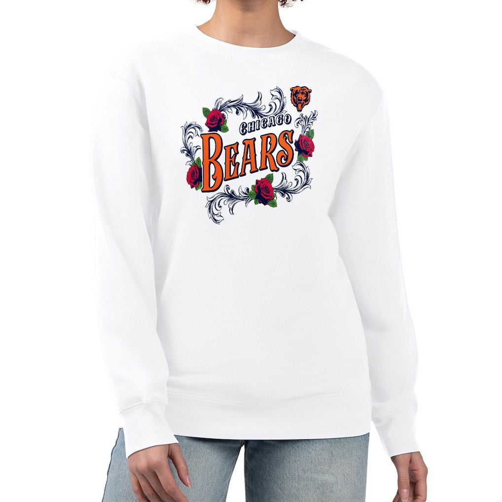 Chicago Bears G-III 4Her by Carl Banks Women's Roses Fleece Tri-Blend Pullover Sweatshirt - White discount