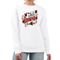Cleveland Browns G-III 4Her by Carl Banks Women's Roses Fleece Tri-Blend Pullover Sweatshirt - White cheap