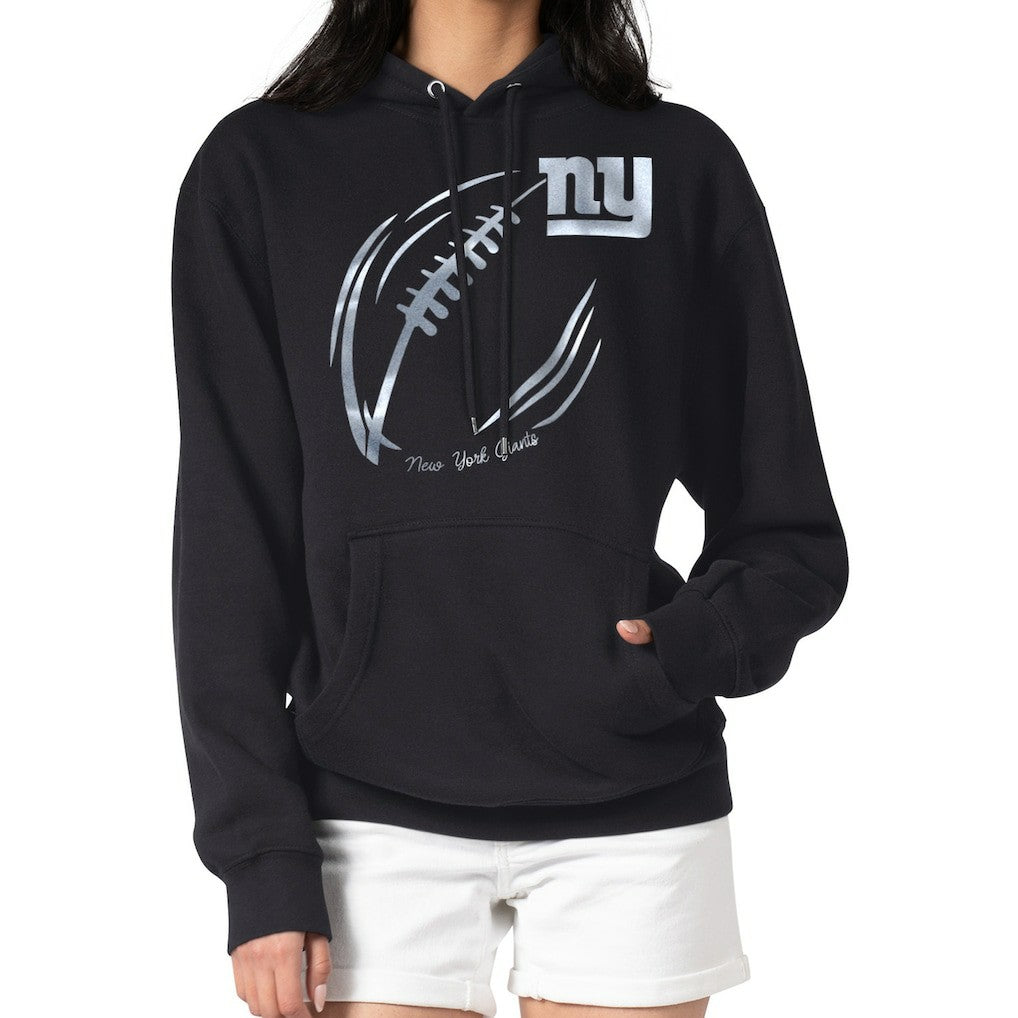 New York Giants G-III 4Her by Carl Banks Women's Metallic Print Football Sketch Fleece Pullover Hoodie - Black discount