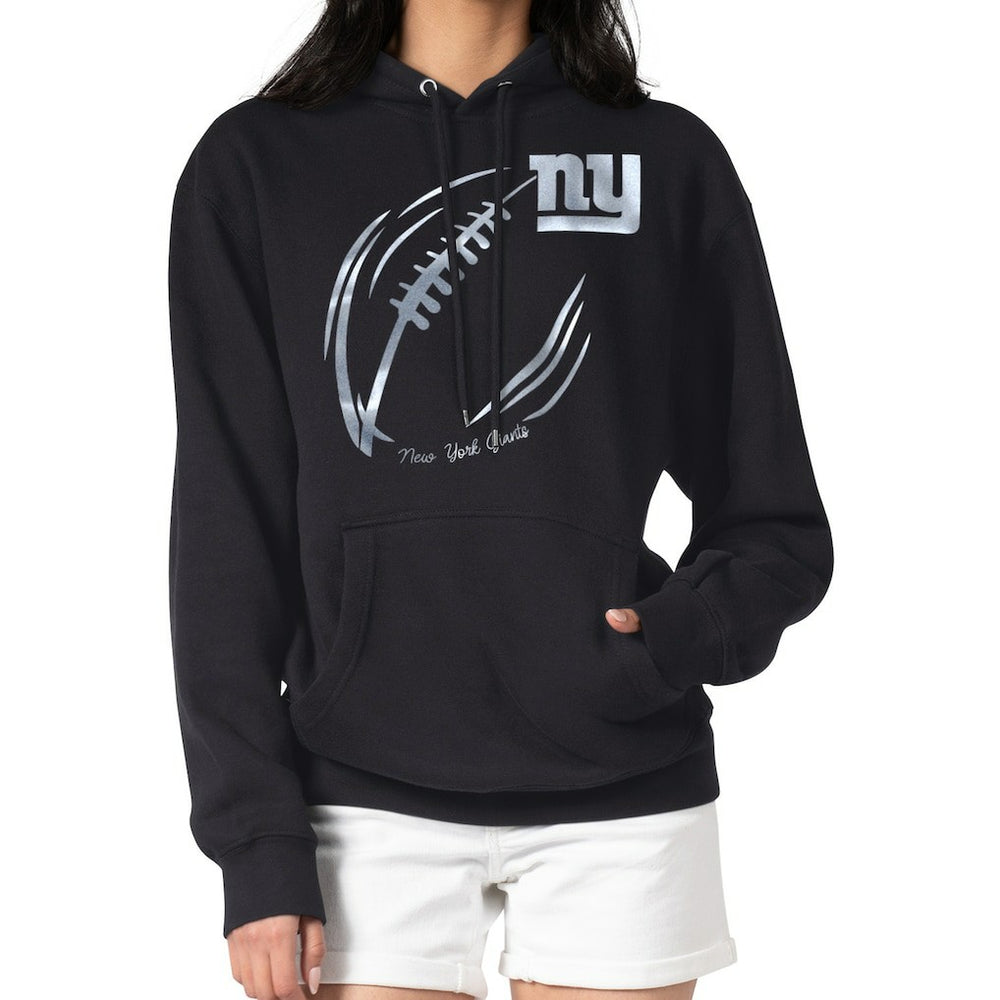 New York Giants G-III 4Her by Carl Banks Women's Metallic Print Football Sketch Fleece Pullover Hoodie - Black discount