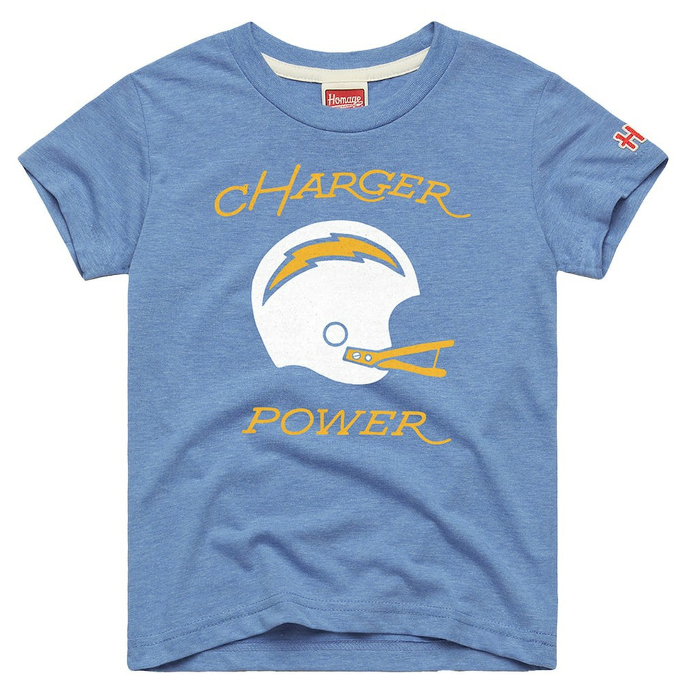 Los Angeles Chargers Homage Youth Charger Power Tri-Blend T-Shirt - Powder Blue on sale