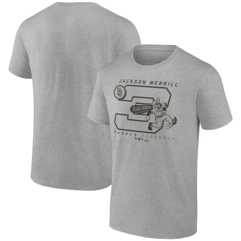 Jackson Merrill San Diego Padres Player Graphic T-Shirt Heather Gray