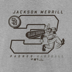 Jackson Merrill San Diego Padres Player Graphic T-Shirt Heather Gray