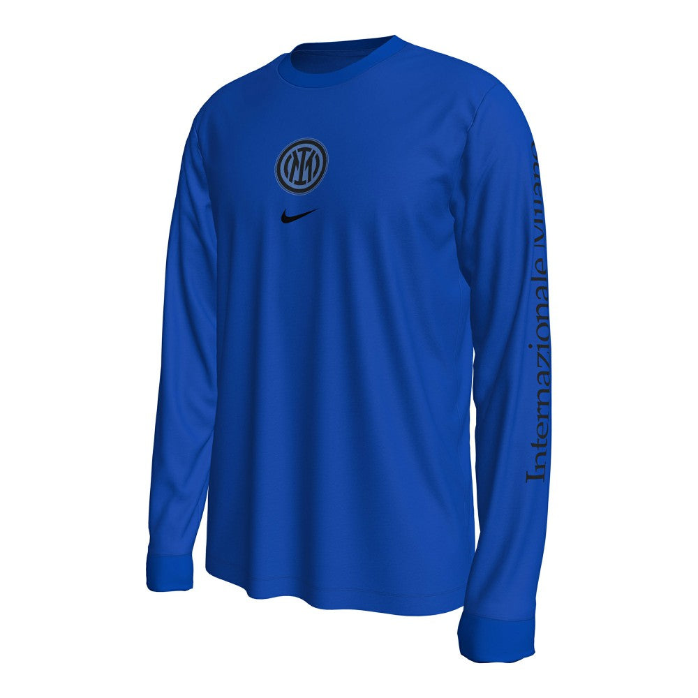 Inter Milan Wordmark Long Sleeve T-Shirt - Blue shop