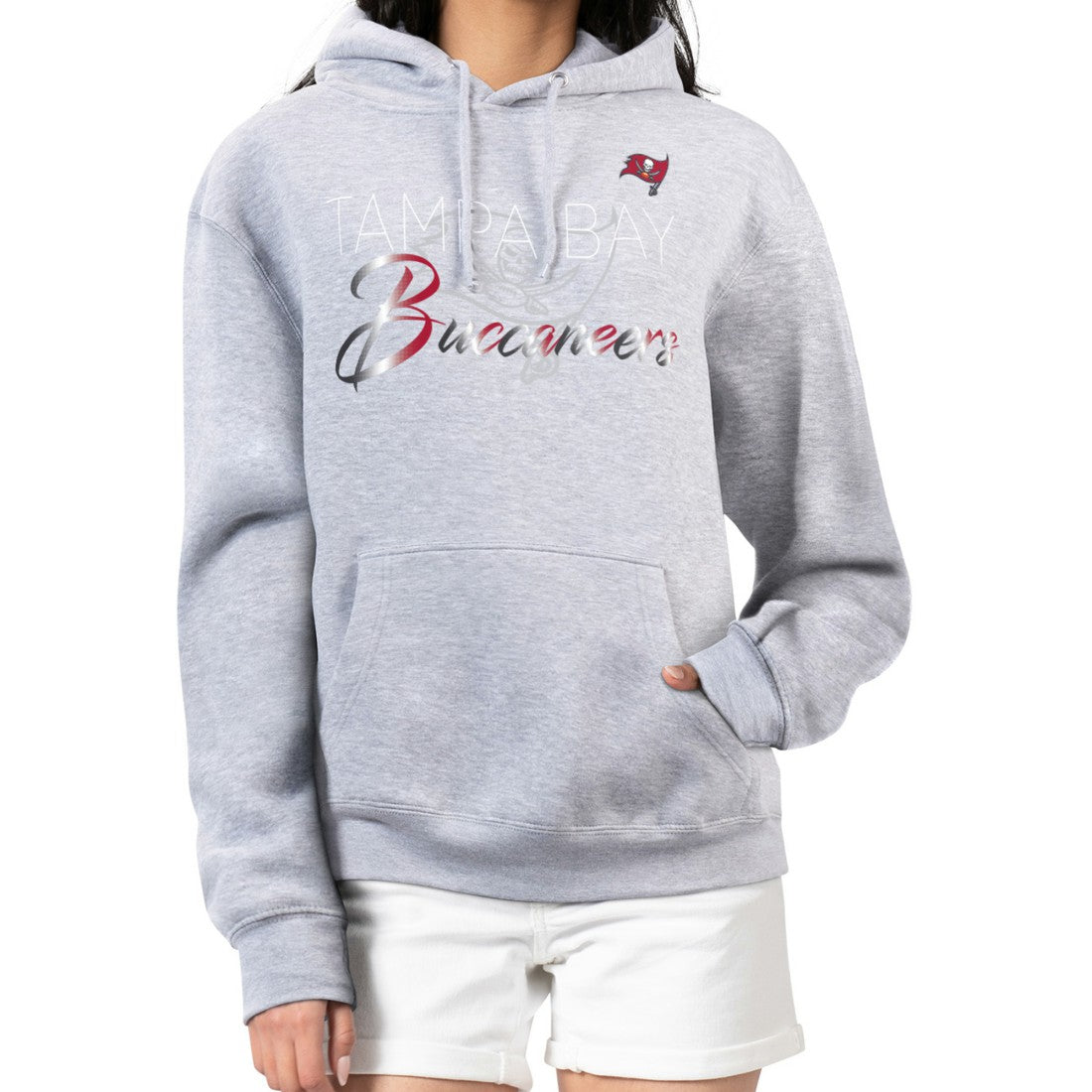 Tampa Bay Buccaneers G-III 4Her by Carl Banks Women's Shadow Logo Fleece Pullover Hoodie - Gray outlet