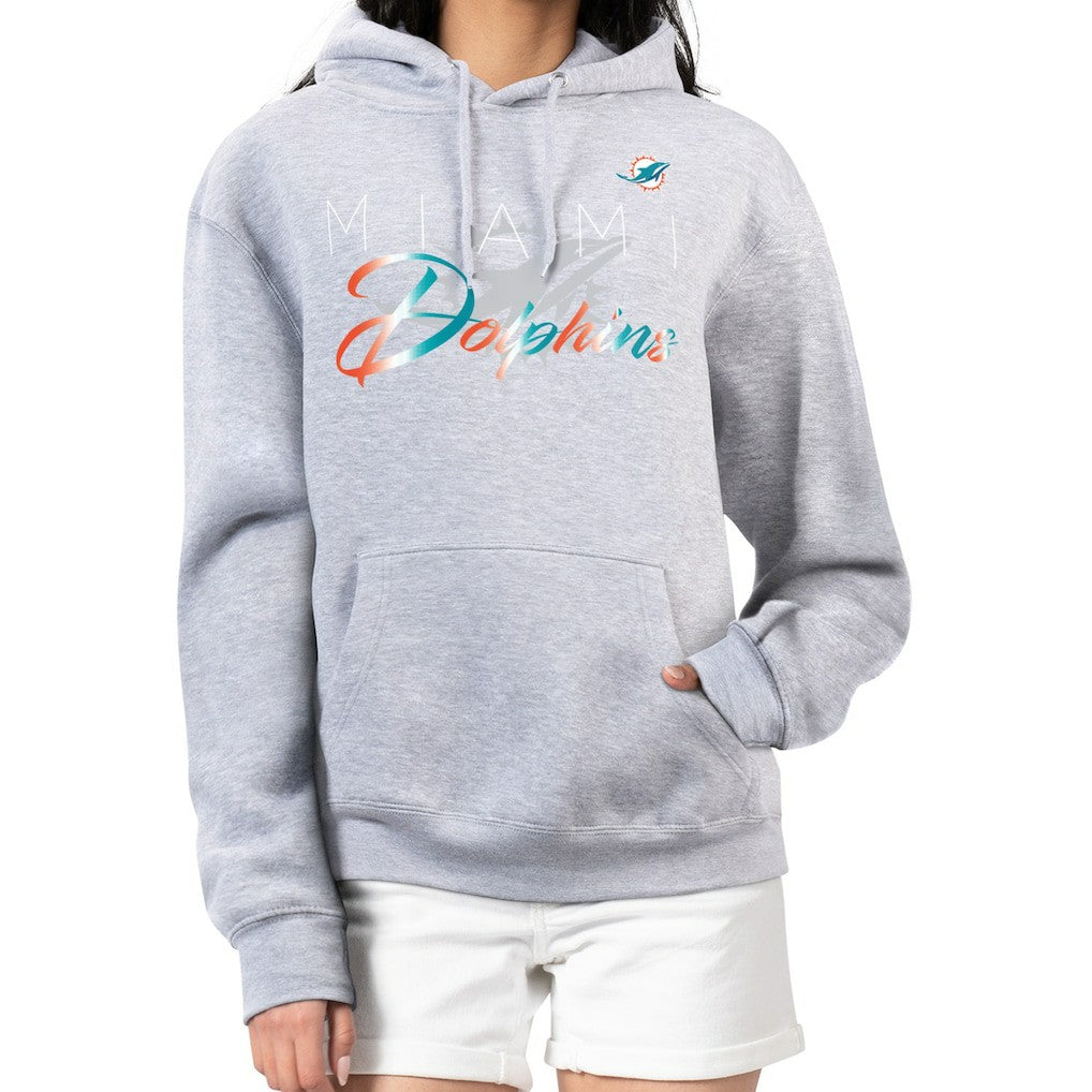 Miami Dolphins G-III 4Her by Carl Banks Women's Shadow Logo Fleece Pullover Hoodie - Gray on sale