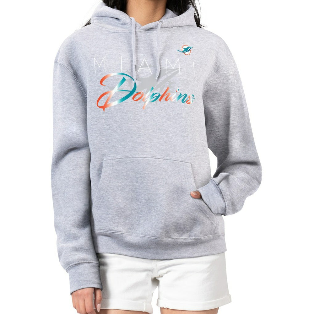 Miami Dolphins G-III 4Her by Carl Banks Women's Shadow Logo Fleece Pullover Hoodie - Gray on sale