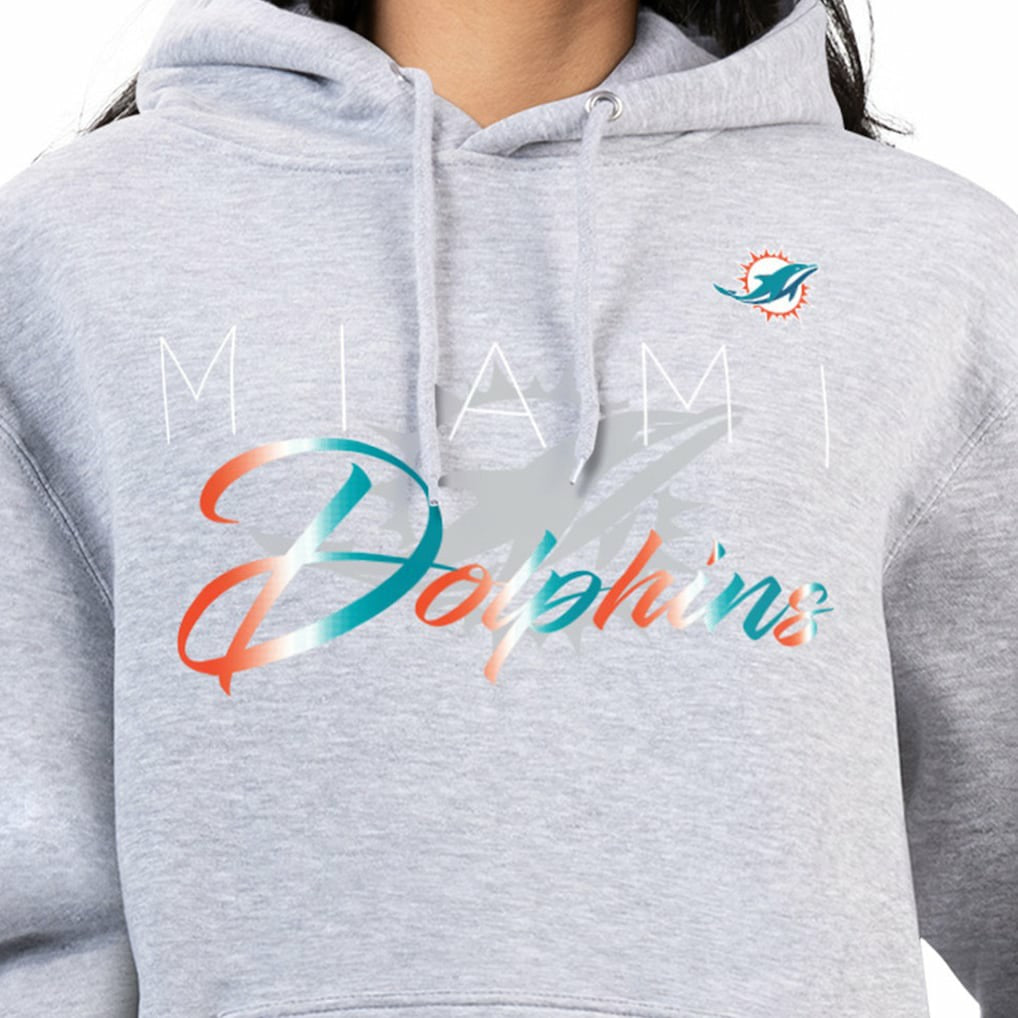 Miami Dolphins G-III 4Her by Carl Banks Women's Shadow Logo Fleece Pullover Hoodie - Gray on sale