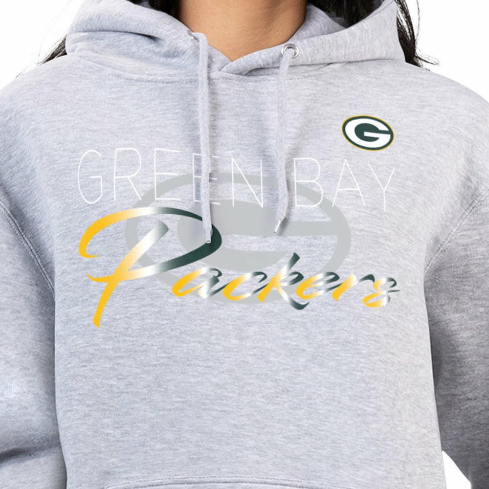 Green Bay Packers G-III 4Her by Carl Banks Women's Shadow Logo Fleece Pullover Hoodie - Gray discount