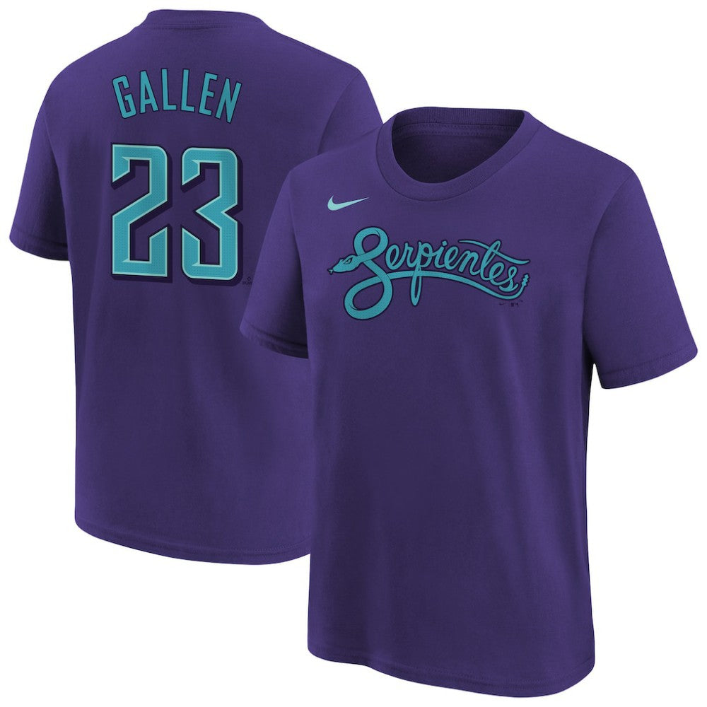 Zac Gallen Arizona Diamondbacks Youth Fuse City Connect Name & Number T-Shirt Purple