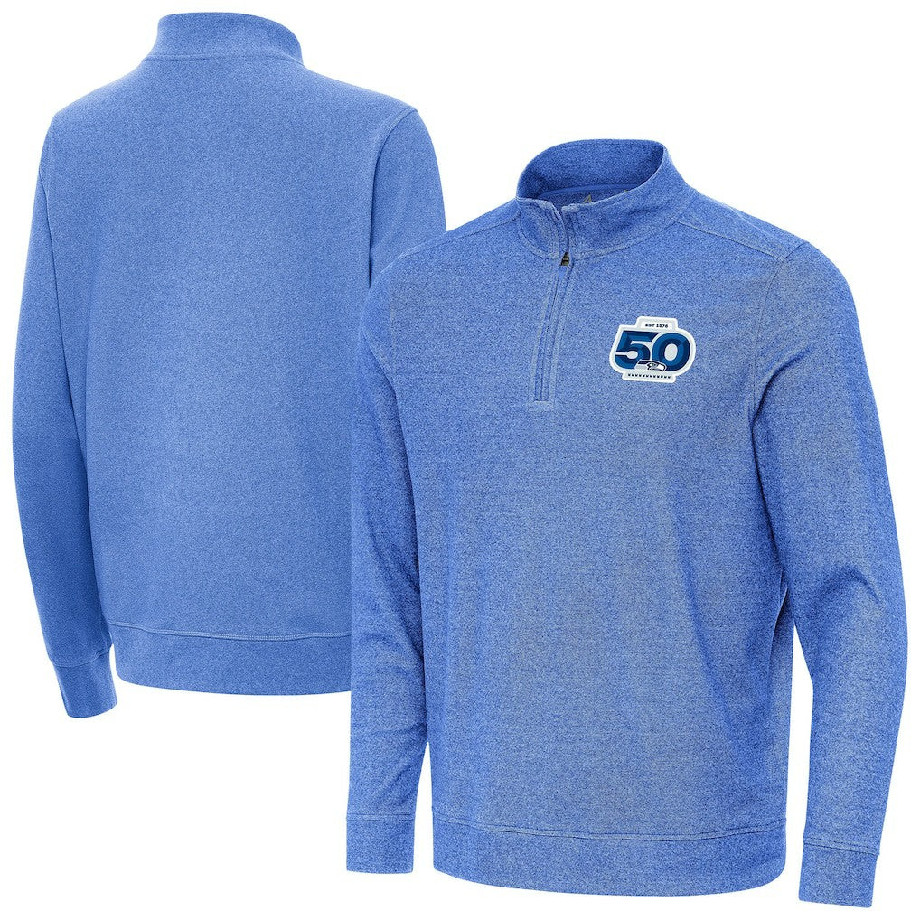 Seattle Seahawks Antigua 50th Season Subtle Quarter-Zip Pullover - Heather Royal online