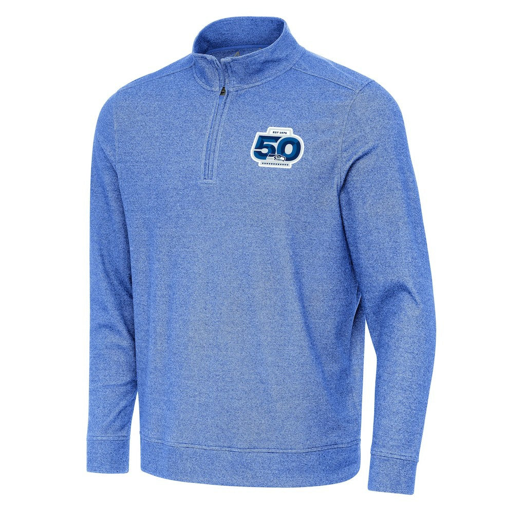 Seattle Seahawks Antigua 50th Season Subtle Quarter-Zip Pullover - Heather Royal online