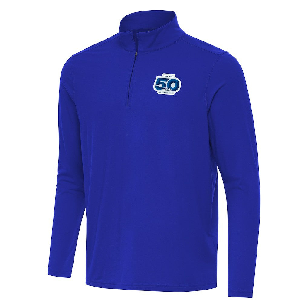 Seattle Seahawks Antigua 50th Season Intent Quarter-Zip Pullover - Royal sale