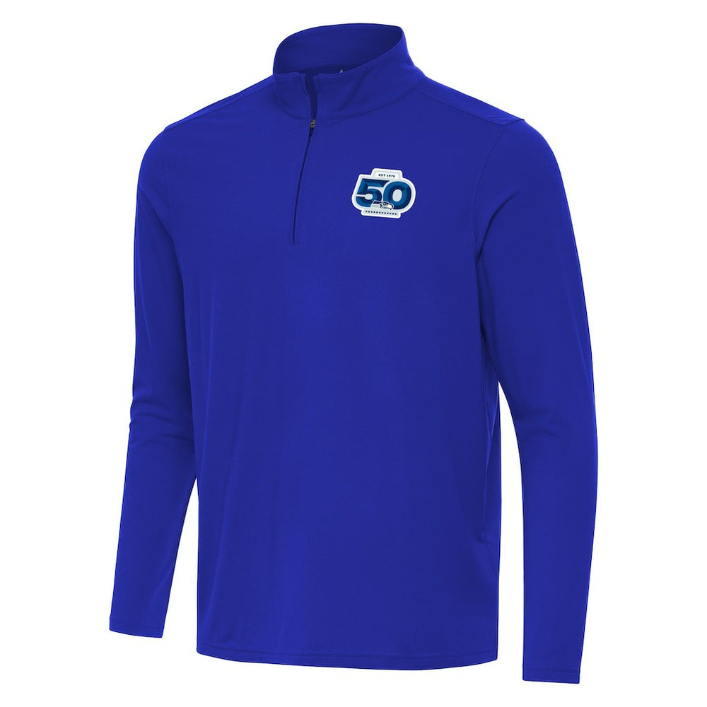 Seattle Seahawks Antigua 50th Season Intent Quarter-Zip Pullover - Royal sale