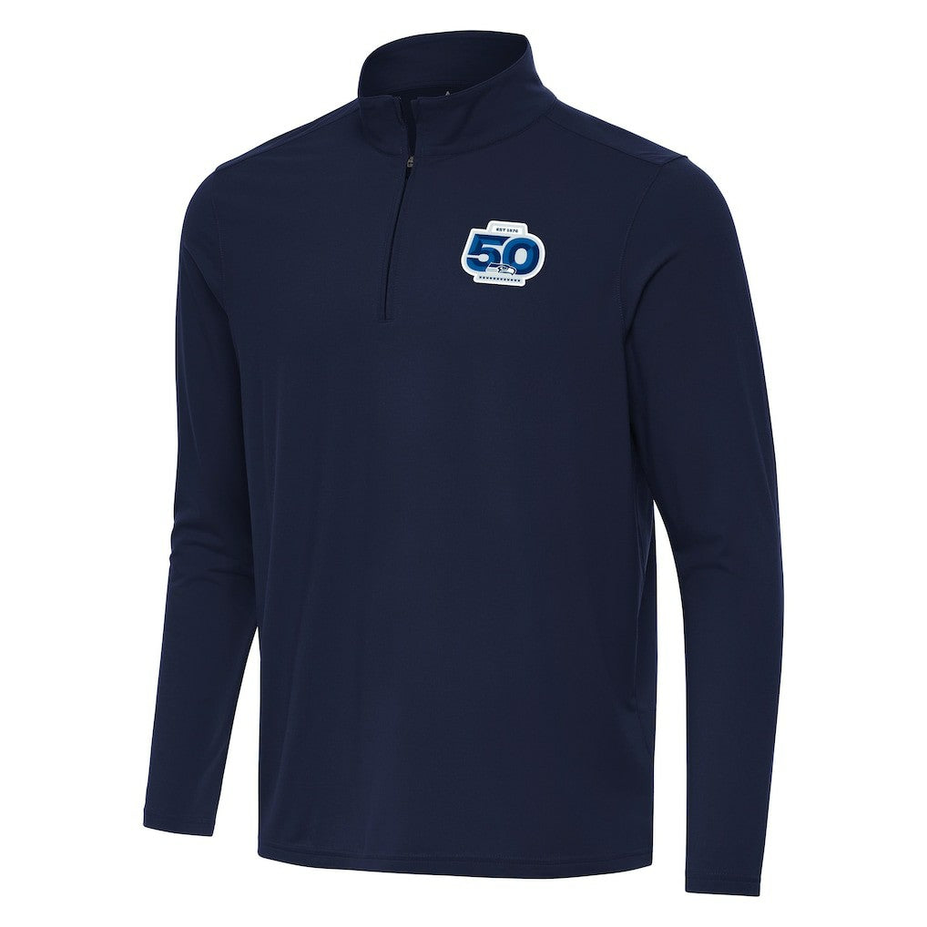 Seattle Seahawks Antigua 50th Season Intent Quarter-Zip Pullover - Navy cheap