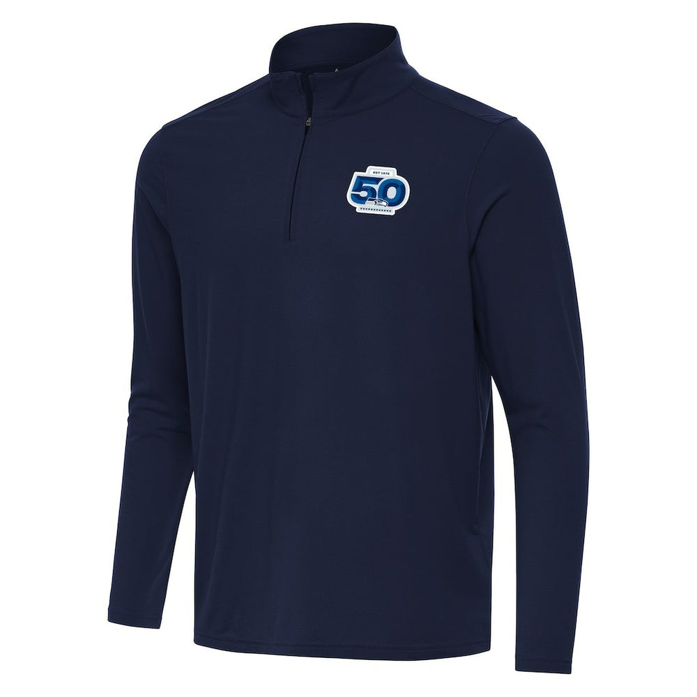 Seattle Seahawks Antigua 50th Season Intent Quarter-Zip Pullover - Navy cheap