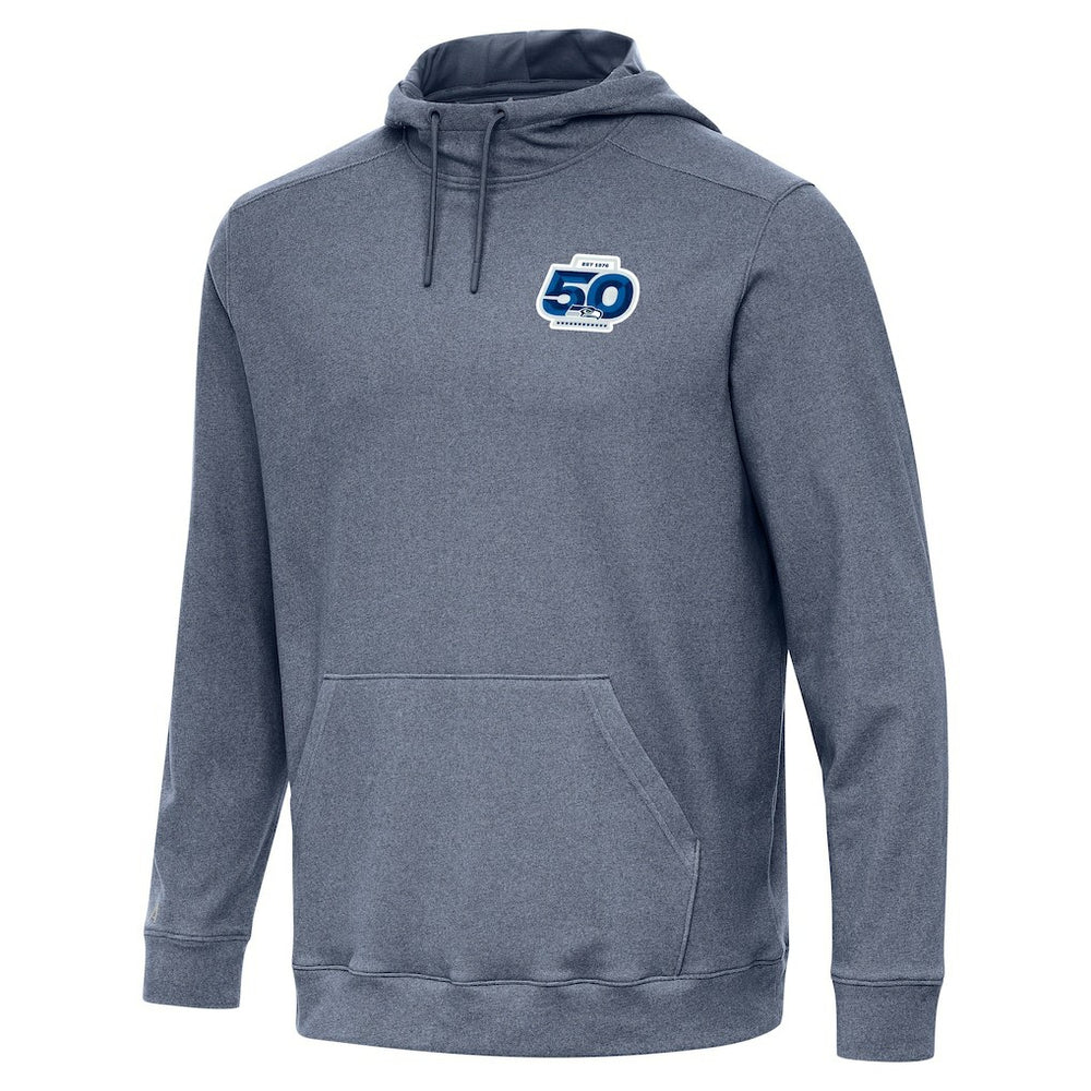 Seattle Seahawks Antigua 50th Season Cloud Pullover Hoodie - Heather Navy on sale