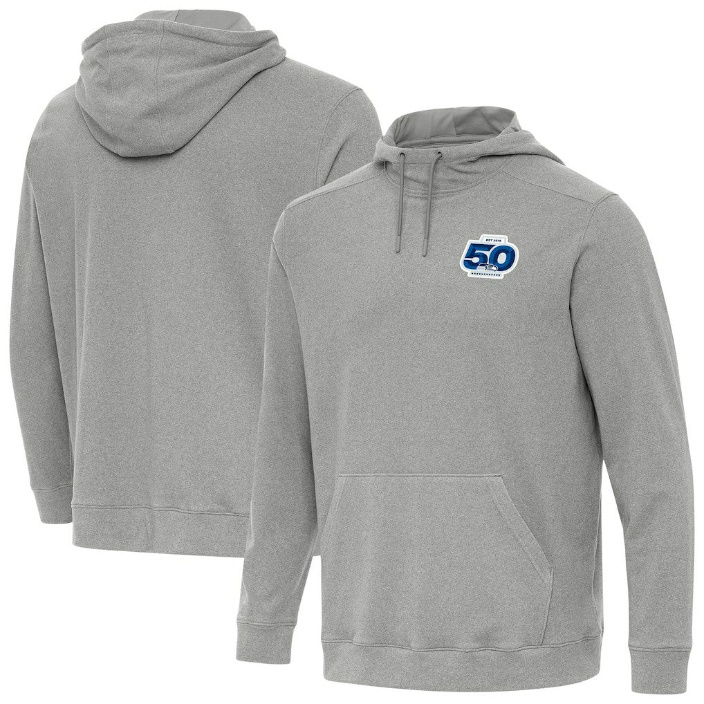 Seattle Seahawks Antigua 50th Season Cloud Pullover Hoodie - Heather Gray sale