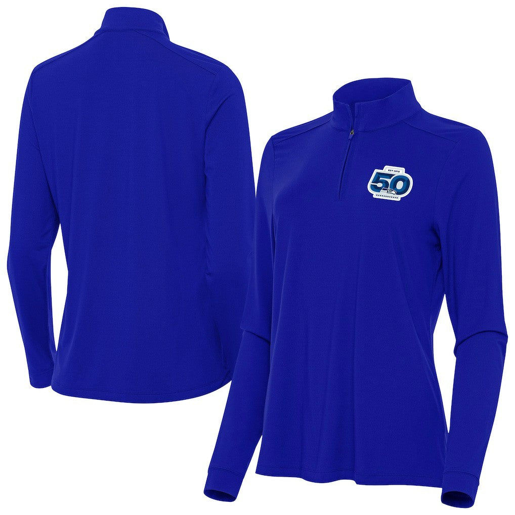 Seattle Seahawks Antigua Women's 50th Season Intent Quarter-Zip Pullover - Royal outlet