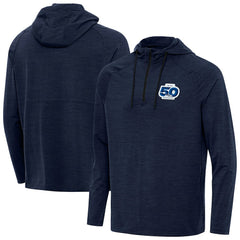 Seattle Seahawks Antigua 50th Season Spikes Raglan Quarter-Zip Hoodie - College Navy on sale