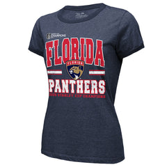 Florida Panthers Majestic Threads Women's 2025 Stanley Cup Champions Tri-Blend Ringer T-Shirt - Navy T-shirts