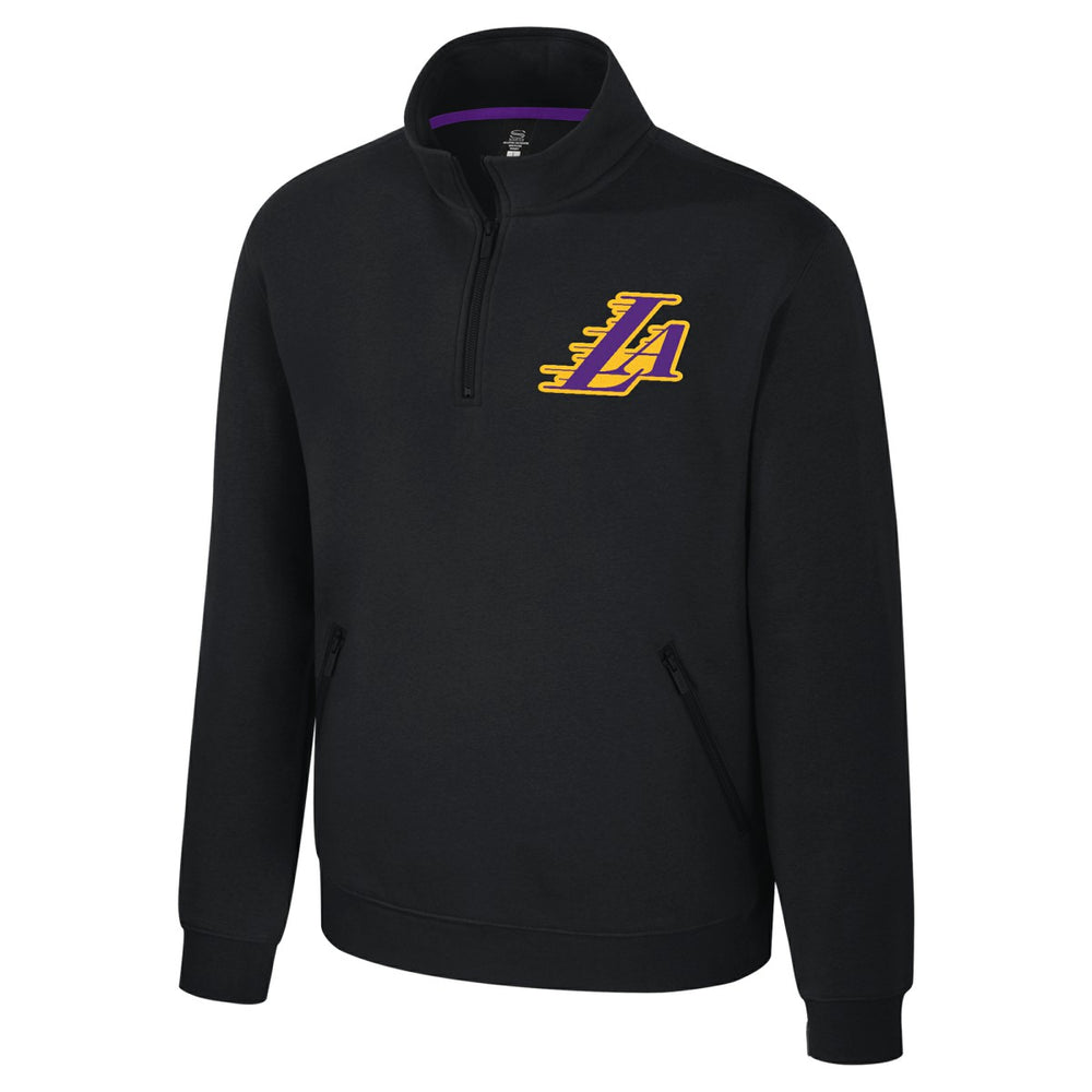 Los Angeles Lakers Stadium Essentials Unisex Varsity Trainer Quarter-Zip Pullover - Black sale