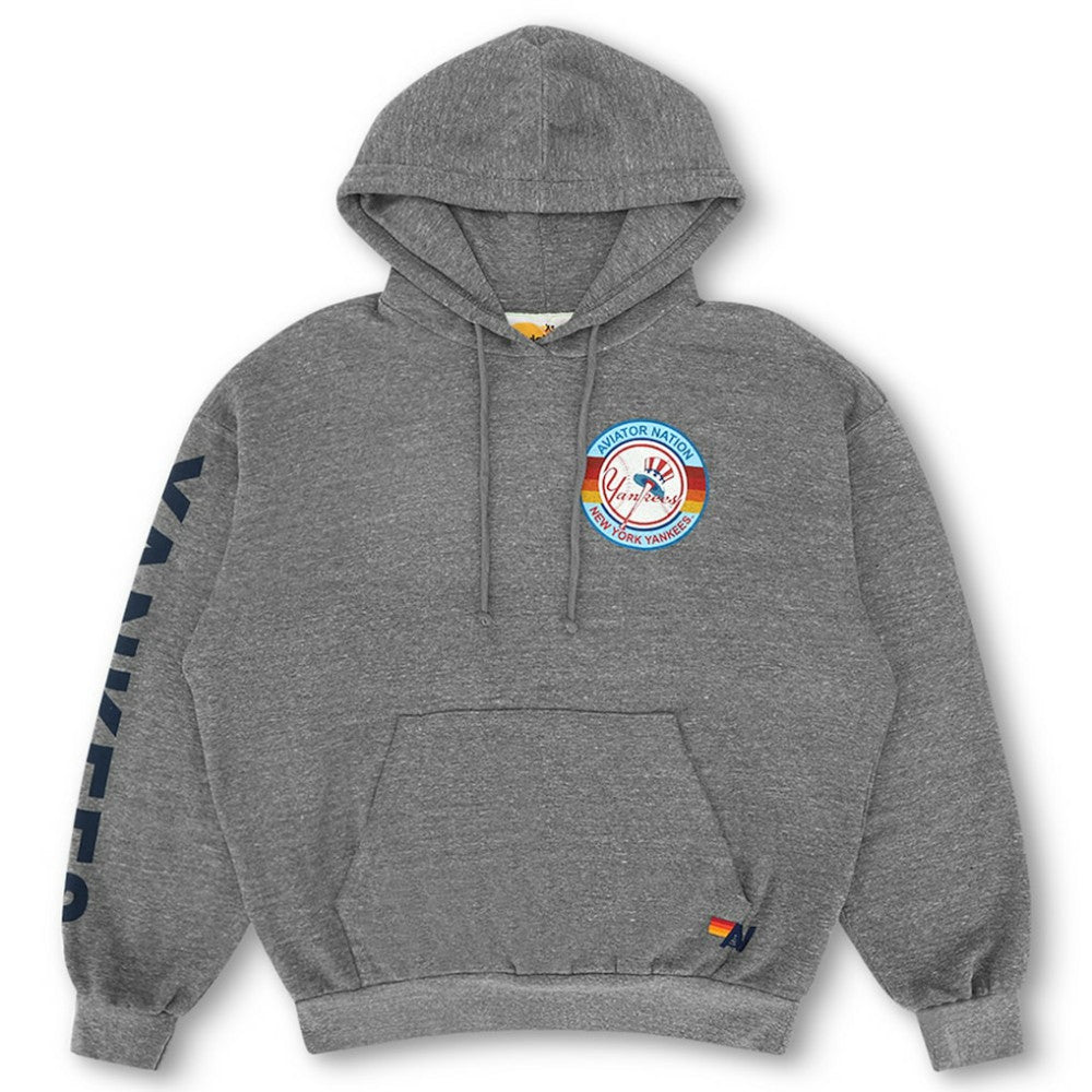 New York Yankees Aviator Nation x MLB Unisex Relaxed Tri-Blend Hoodie Heather Gray