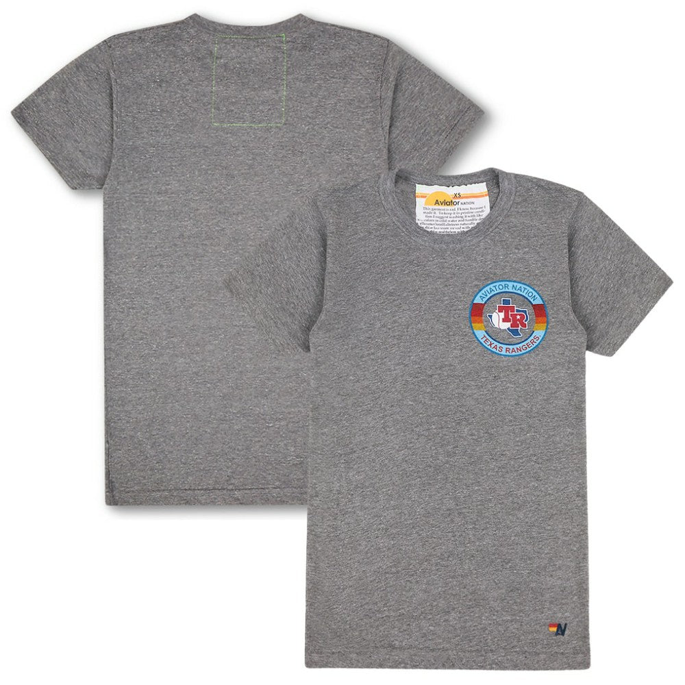 Texas Rangers Aviator Nation x MLB Unisex Tri-Blend T-Shirt Heather Gray