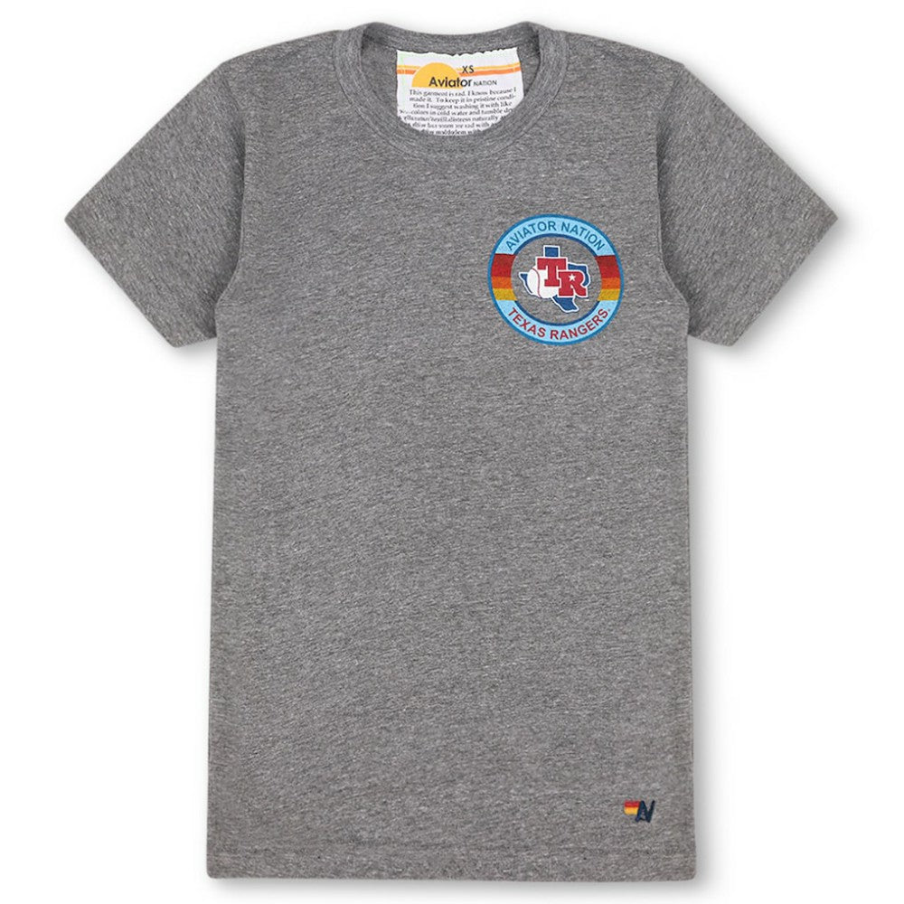 Texas Rangers Aviator Nation x MLB Unisex Tri-Blend T-Shirt Heather Gray