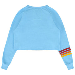 Philadelphia Phillies Aviator Nation x MLB Women's Rugby Stitch Cropped Tri-Blend Sweatshirt Light Blue