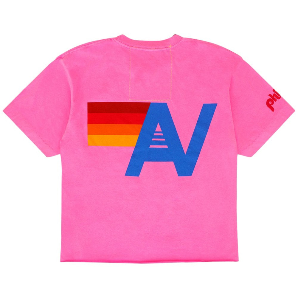 Philadelphia Phillies Aviator Nation x MLB Women's Cropped Boyfriend Tri-Blend T-Shirt Pink