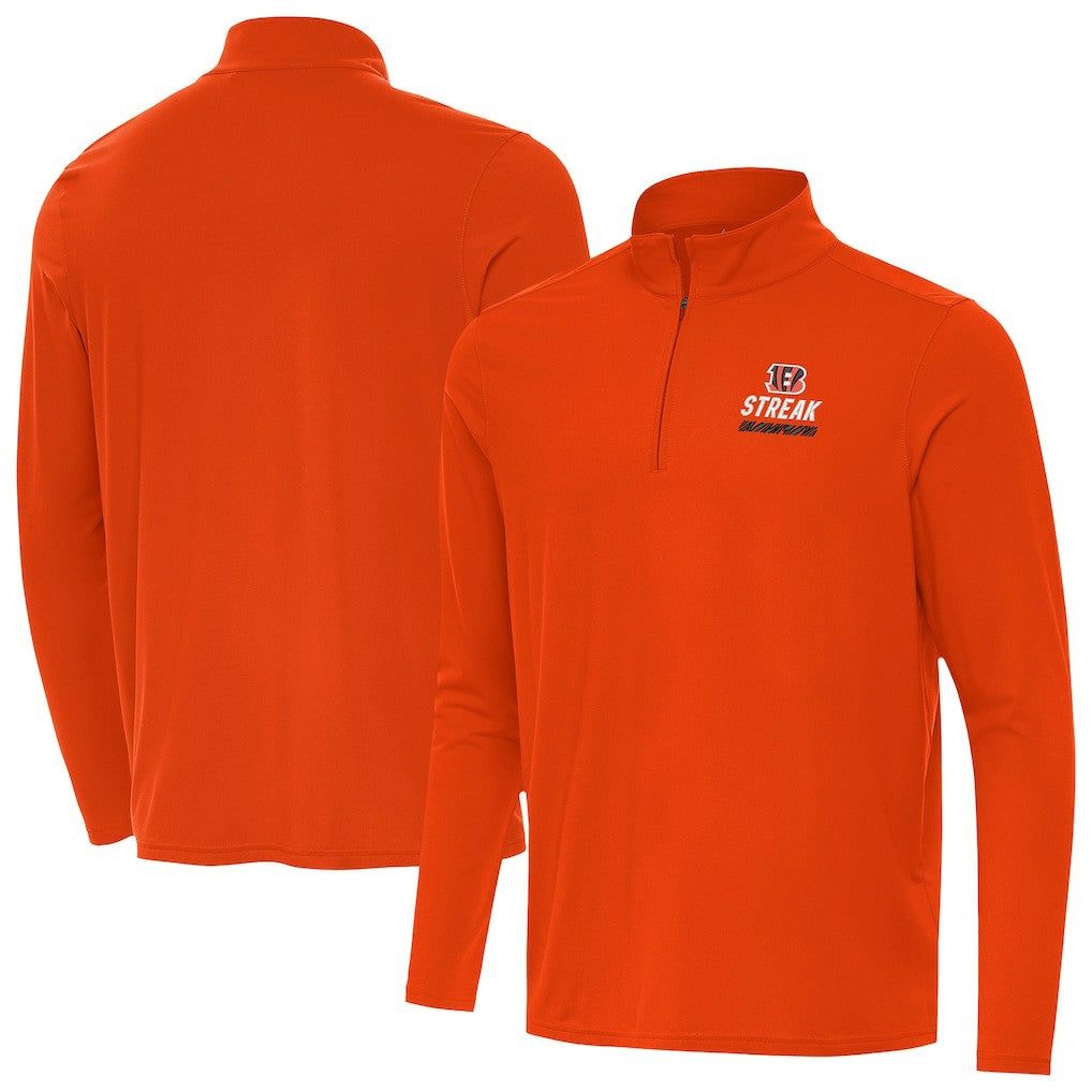 Cincinnati Bengals Antigua Streak Intent Quarter-Zip Sweatshirt - Orange discount