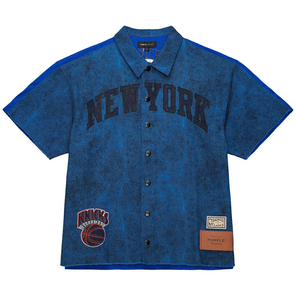 New York Knicks x Purple Brand Button-Up Shooting Shirt - Navy shop